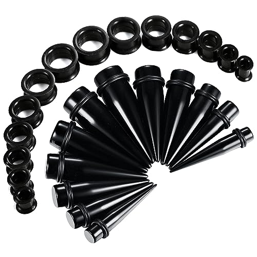 BodyJ4You 24PC Ear Stretching Kit - 00G-20mm Big Gauges - Solid Acrylic Heavy Tapers No Flare Plugs O-Rings - Stretchers Weights Expanders Eyelets