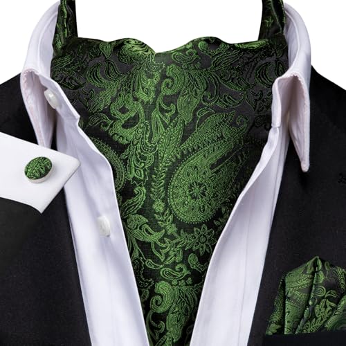 Image of Dubulle Paisley Floral Ascot for Men Self Tie Mens Cravat and Pocket Square Cufflinks Wedding