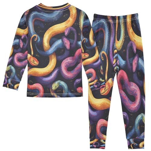 Pajama Sets Long Sleeve Abstract Snakes Watercolor Soft Comfy Sleepwear 2 Piece PJS 3-8T3