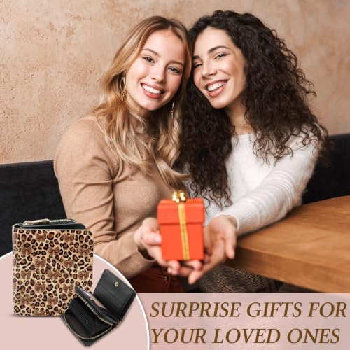 Image of Leopard Wallet for Women, PU Leather Accordion Wallet, Zipper Coin Purse