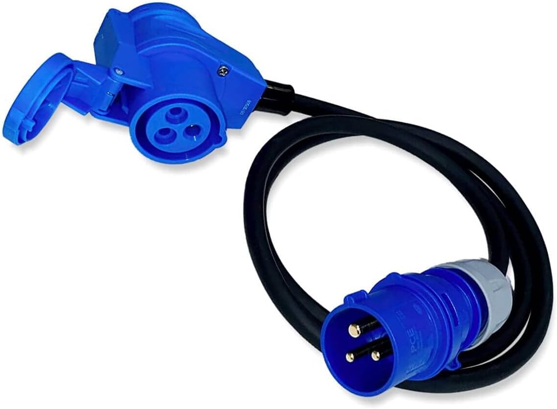 IntuiFlex CEE campingkabelset, camping-stroomkabel, H07RNF, 3G2,5, 3 x 2,5 mm, 230 V, 16 A, IP44 2 klittenbandsluitingen, verlengkabel, camper, stekker, koppeling, klittenband, CEE-kabel, 10 m
