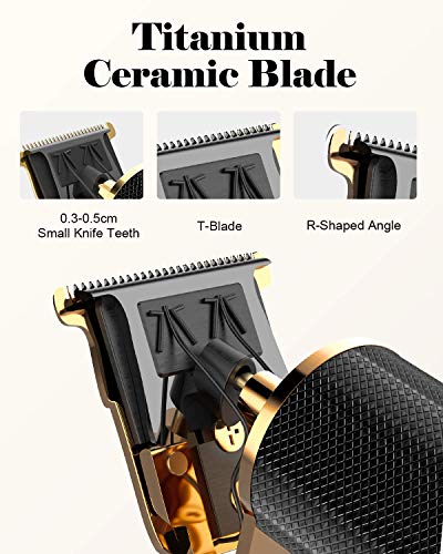 OriHea Electric Pro Li Outliner, T-Blade Trimmer Hair Clippers for Men, USB Cordless, Zero Gapped Detail Beard Shaver Barber Salon Grooming Cutting Kit, Waterproof Titanium & Ceramic Blades - Black - Thumbnail 5