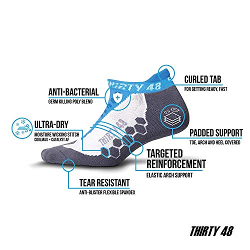 Thirty48 Running Socks for Men and Women Features Coolmax Fabric That Keeps Feet Cool & Dry - 1 Pair or 3 Pairs3