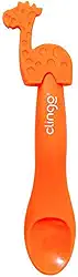 COLHER EM SILICONE ANIMAIZINHOS COLORS GIRAFA L, Clingo, Laranja