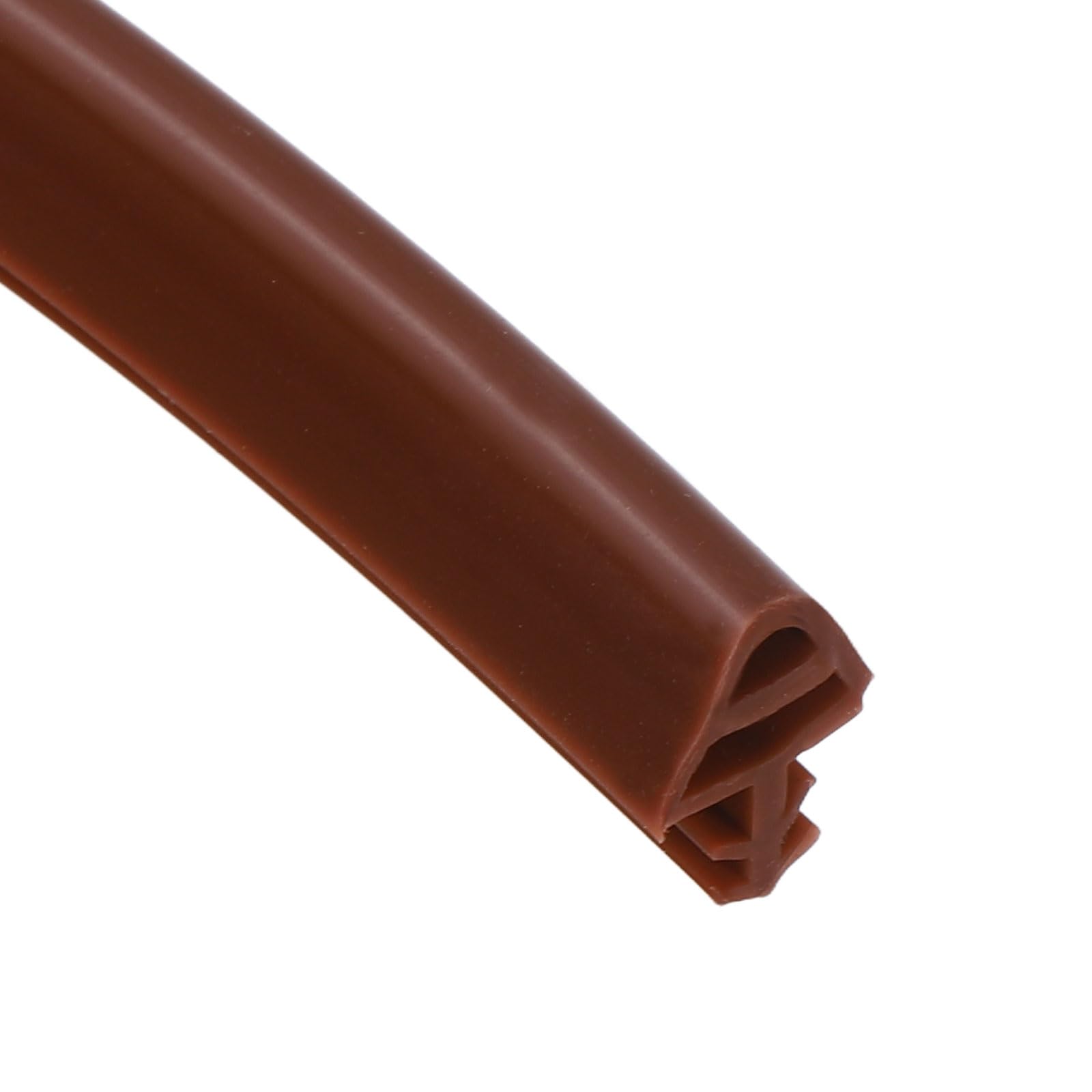 Nexarelle Kerf Weather Stripping Seal Strip (5m x 9mm) - D Triangle Shape Kerf Noise Reduction Rubber Flange Window Weatherstrip Seal for Door Frame Windows Card Slot, Brown