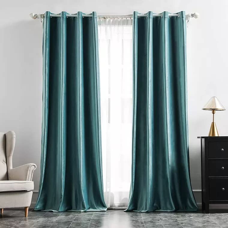 AMI CREATION Blackout Velvet Plain Curtains for Door Living Room Bedroom Hall Room Darkening Curtain, 12 Feet Long, Teal, Set of 2 (B0CHMRGM93) Amazon Price History, Amazon Price Tracker