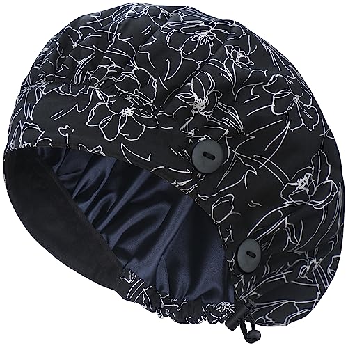 Image of ABAMERICA Bouffant Caps with Button and Sweatband, Adjustable Scrub Caps for Women Men, One Size Multi Color