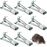 8 Pack Mole Gopher Traps Outdoor Use, Easy Set Metal Tactical Gopher Trap Reusable Works in Any Weather Mole Killer and Vole Trapping Set for Lawn Farm Garden Yard - Green