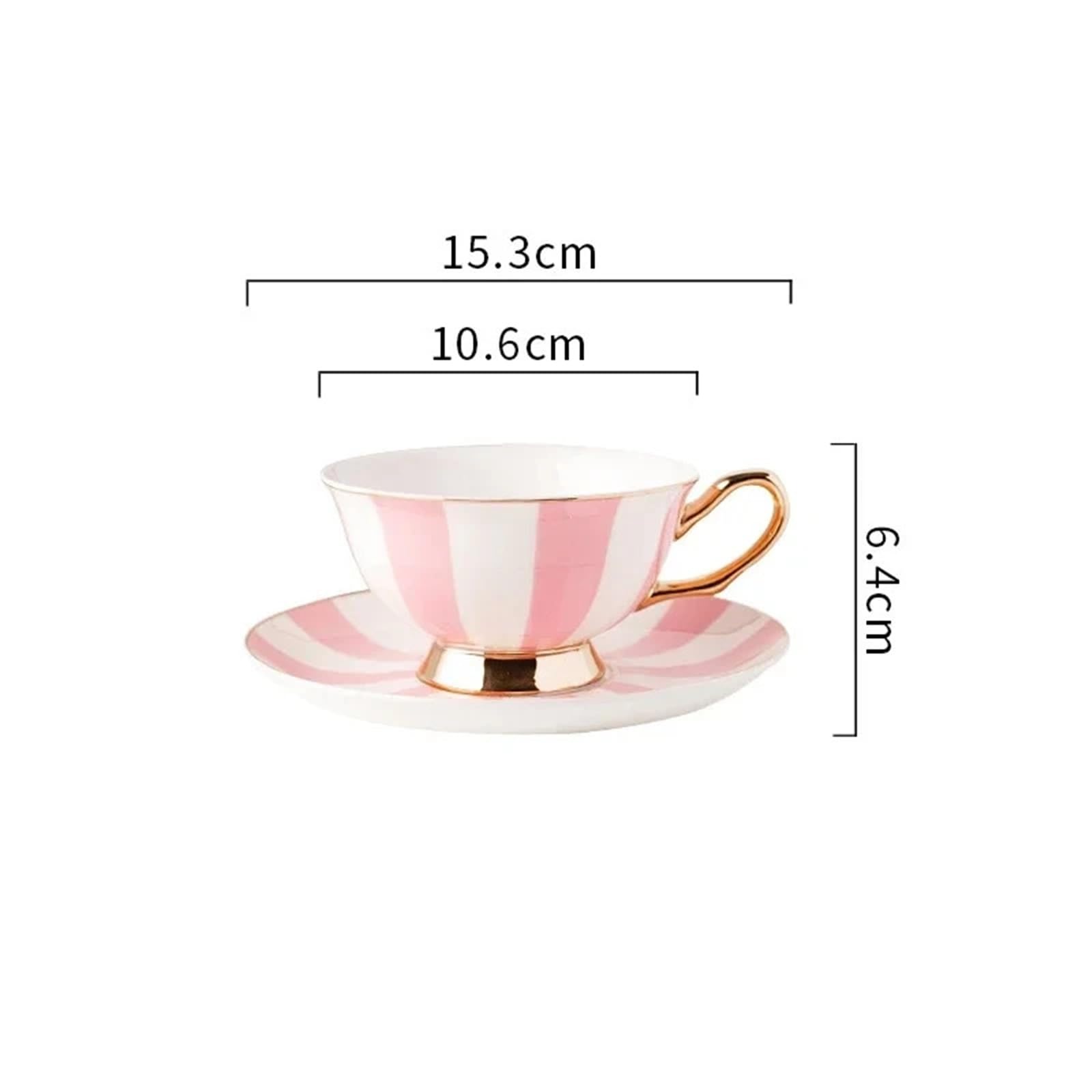 Taza de café de cerámica con platillo, Taza de té de Color, Tazas de Leche y café con Leche, Juego de Tazas de té de cerámica(Stripe)