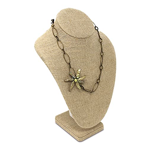 Ikee Design Linen Necklace Chain Jewelry Bust Display Holder Stand, Necklaces Display necklace mannequin, Necklace Bust, Jewelry Bust Stand, 7 1/2"W x 4 1/8"D x 11 1/4"H