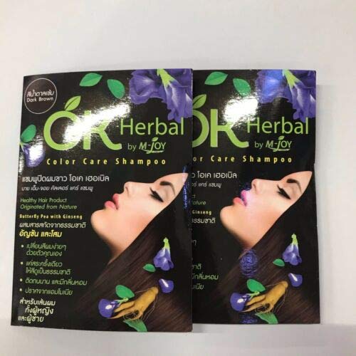 GSG 12X Hair Color Change with Herbs OK Herbal Color Care Shampoo Dark Brown 30ml