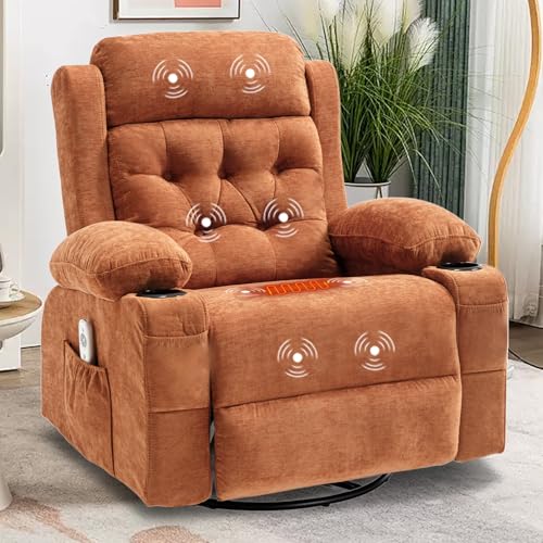 REFICCER Overstuffed Rocker Recliner Chair with Massage and Heat, Mid