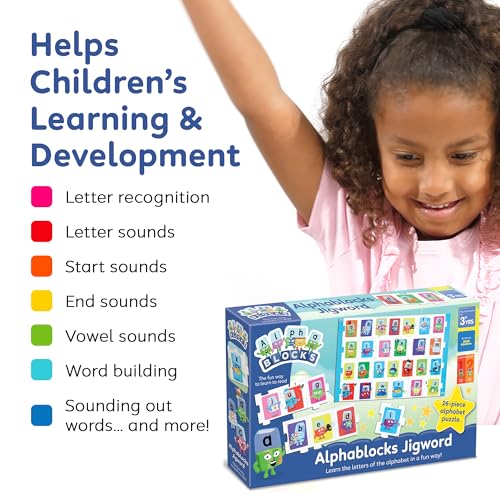 ALPHABLOCKS AN26 Jigword arcoíris multicolor, juguete didáctico infantil de bloques de palabras 4