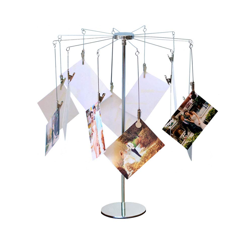 Desktop Fotohalter mit Clips Postkarte Geschenk Karte Bild Display Ständer Dekor Foto Baum für Tisch Karussell Romantisches Design plattiertem Draht und 12 Metall
