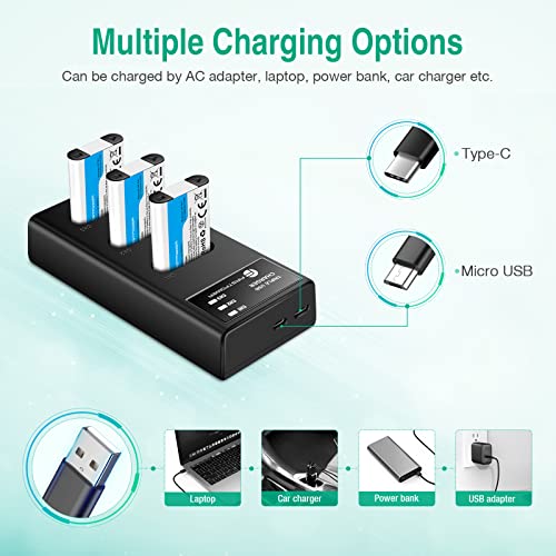 Image of FirstPower NP-BX1 Battery 3X 1600mAh and Triple Slot Charger for Sony ZV-1F | X Type Battery for Sony ZV1, ZV-1 II, ZV1F, Cyber-Shot DSC-HX80, HX90V, HX95, HX99, RX1, RX100 (II /III /IV /V /VA /VI /VII)