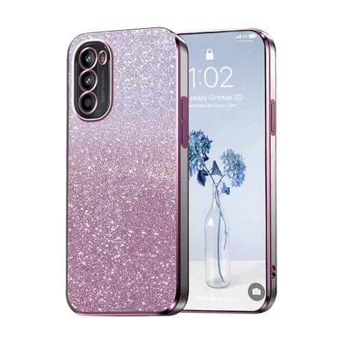 PanXCase Funda Purpurina para Motorola Moto G52 / Moto G82 - Carcasa Transparente Glitter Mujer, Diseño Elegante Brillante Femenina Ultra Delgado Antigolpes Cover (Rosa)