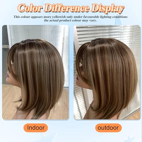 Image of Synthetic Hair Topper with Bangs 18 Inch Layered Toppers for Women with Thinning Hair 5.5 inch x 5 inch hand Tied Forehead Hairline 360 3D Cover Wispy Synthetic Toppers Hair for Women Fiber Wiglets