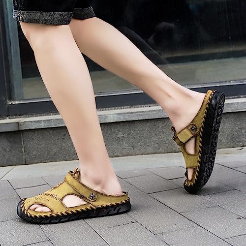 Slip on Roman Sandals for Men Retro Leather Hollow Athletic Sandal Casual Soft Lightweight Summer Shoes4