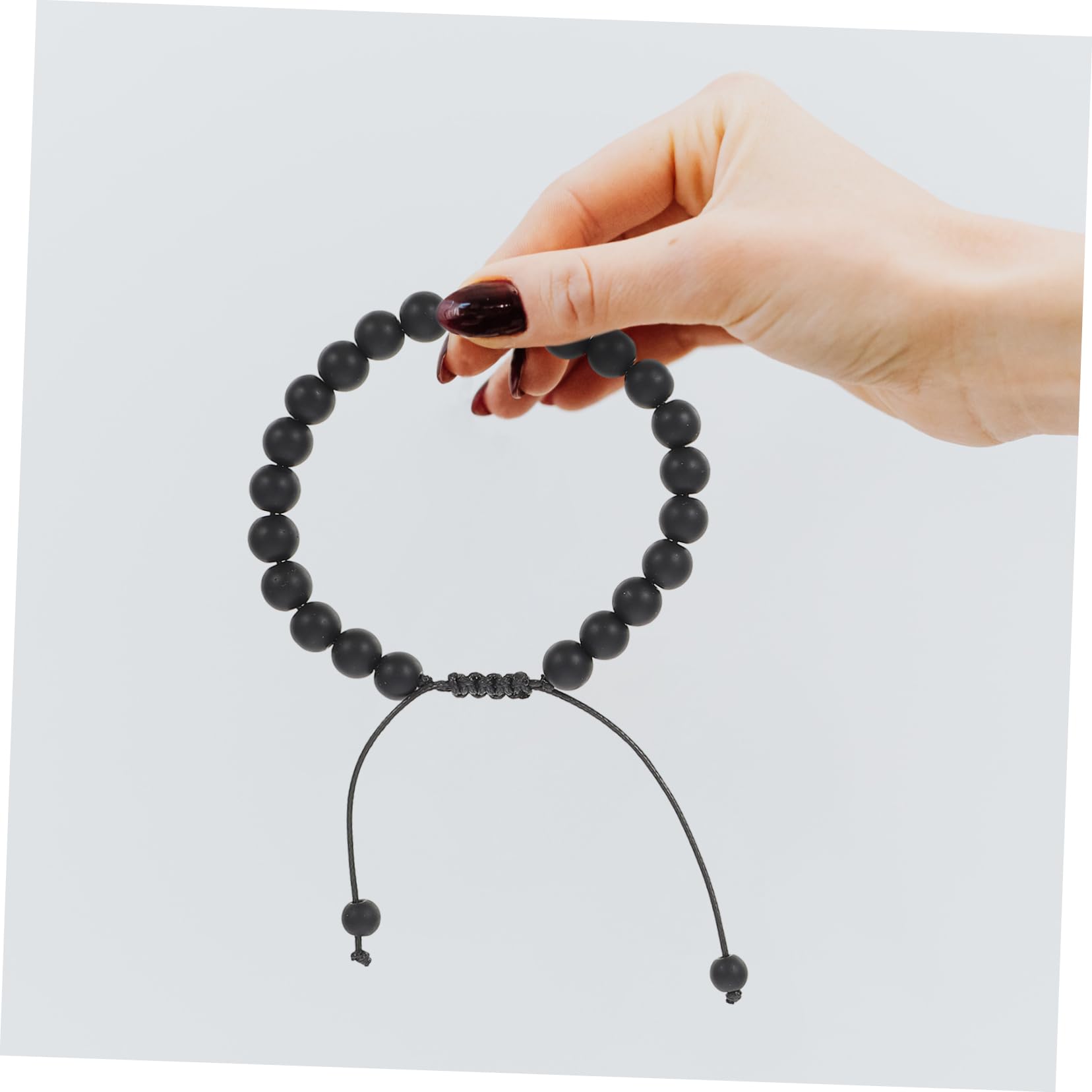 ABOOFAN Juego De 4 Pulseras De La Amistad Para Hombre Con Cuentas De Piedra Ajustables De 8 Mm Color Negro 2 Unidades X 4