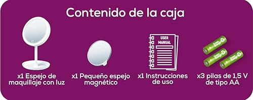 Miniatura 6 de Beurer Espejo de tocador y cosméticos iluminado, superficie con sensor táctil, bandeja de almacenamiento, con portátil, espejo de maquillaje con