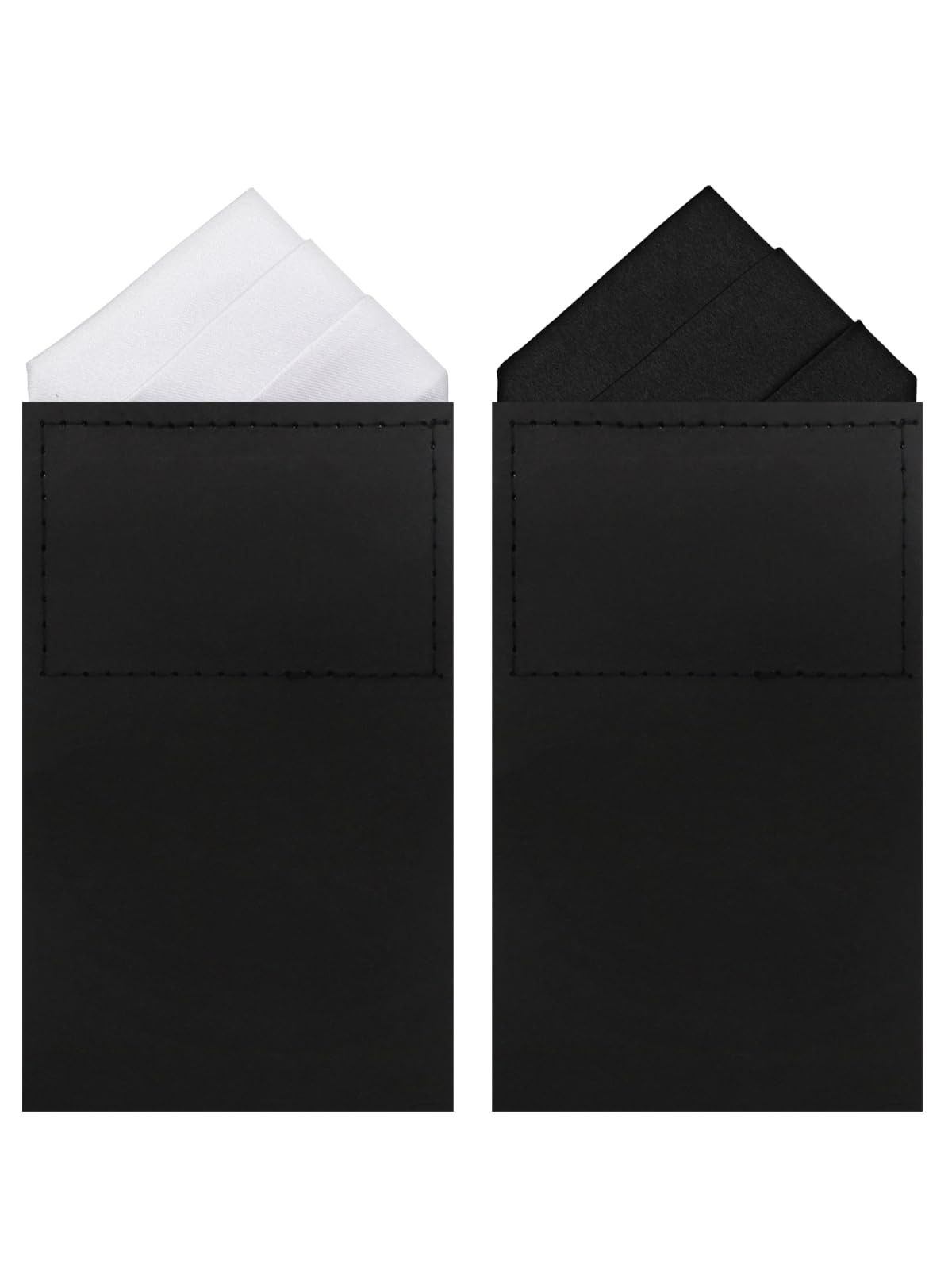 Luckyvestir Pocket Squares for Men Prefolded, Mens Handkerchiefs on Card, White Black Pocket Square for Suit Jacket Tuxedo