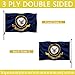 US Navy Emblem Flag Double Sided 3x5 Outdoor- Heavy Duty Naval Military Flags -United State Navy Flags Banner with 2 Brass Grommets 4 Rows Stitched