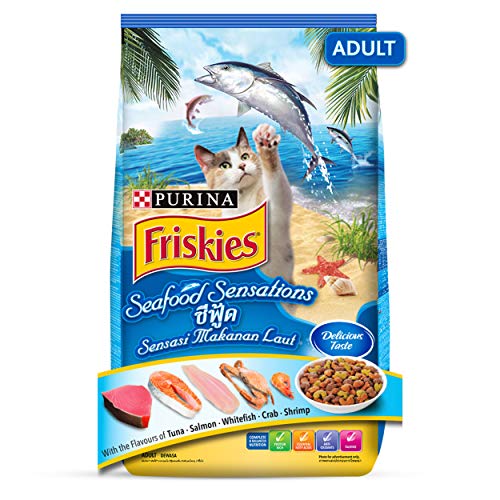 Image of Purina Friskies Purina FRISKIES Seafood Sensations Adult Cat Food, Tuna Salmon Whitefish Cran & Shrimp Flavours, 1.2kg Pack, 1.2 kg