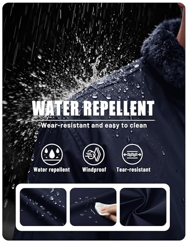 Image of TACVASEN Men's Fleece Jacket Full Zip Up Warm Bomber Jackets for Daily Wear | Winter thick jacket coat for men , fur collared bomber style with 4ple pockets for travel, outdoor walking