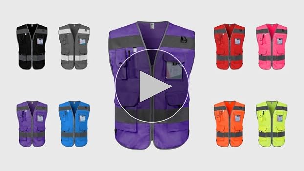 TCCFCCT Safety Vest for Men Women 9 Pockets High Visibility