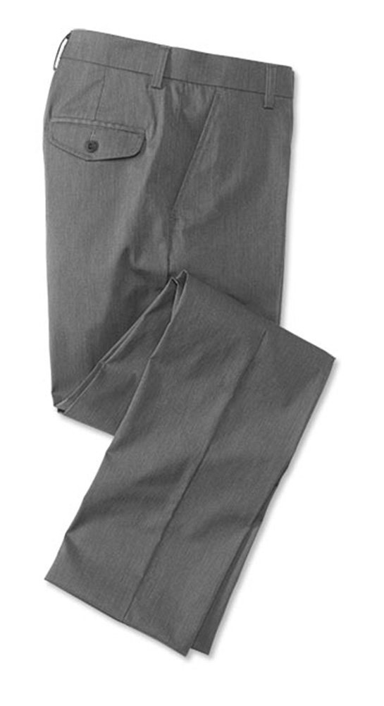 Men's Cotton-Blend Chinos - Plain Front Cotton-Blend Chinos, Gray, Cuffed