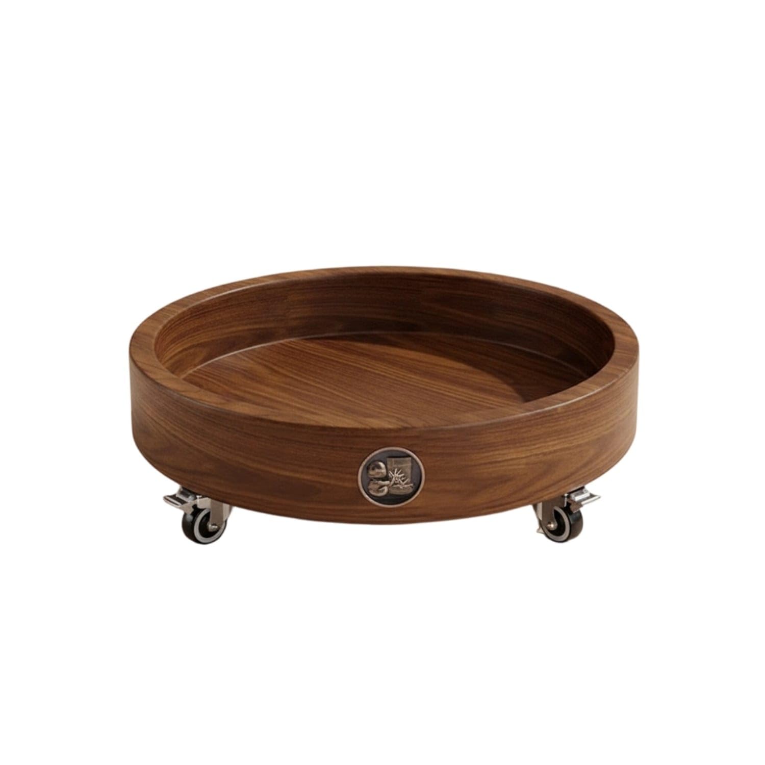 Wooden Rolling Plant Cart Round Plant Cart with Wheels Low-Silhouette Flower Pot Holder 360-Degree for Gardeners, Indoor, Living Room, Balcony, Walnut-picture-30