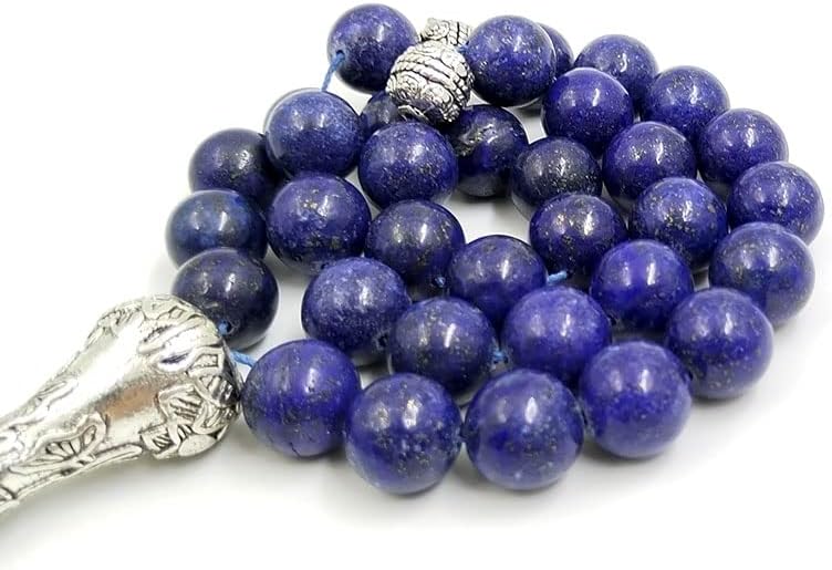 Miniatura 6 de Tasbih - Piedra de lapislázuli natural tamaño 0.472in con colgante de lapislázuli tibetano cuentas de oración musulmana (0.394in x 33 cuentas)