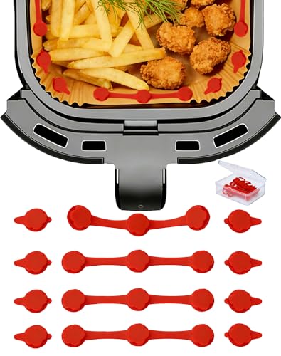 JoySil 12PCS Air Fryer Liner Magnets with Silicone Clips (Red)
