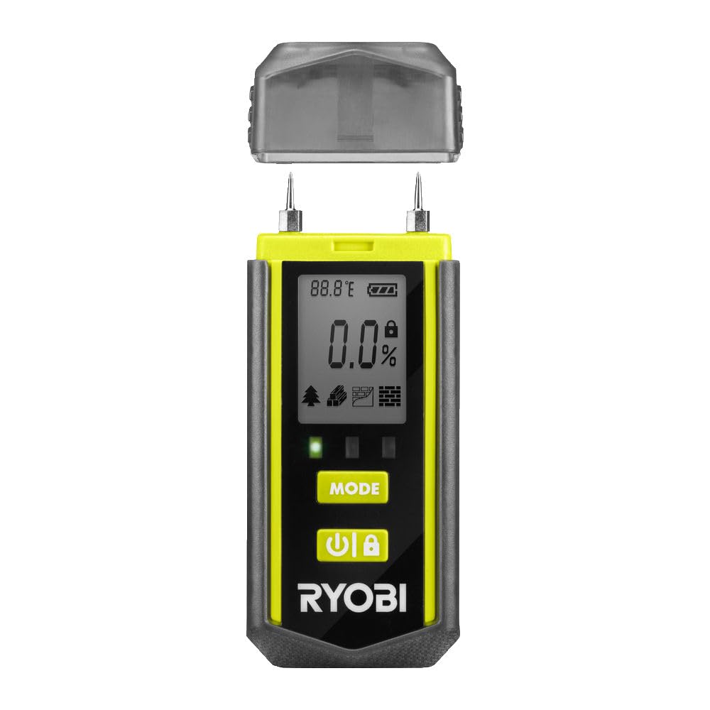 RYOBI - Testeur d'Humidité RBPINMM1 – Détection Bois et Matériaux Bâtiment, Grand Écran LCD, Compact, Parfait Rénovation