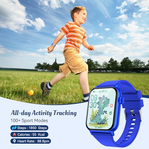 Image of Smart Watch for Kids, 12 Puzzle Games HD Touch Screen Watches, Step Counter, Heart Rate and Sleep Monitor, Flashlight, Music Player,12 /24 hr Educational Toys Birthday Gifts for Girls Ages 6-12 (Blue)