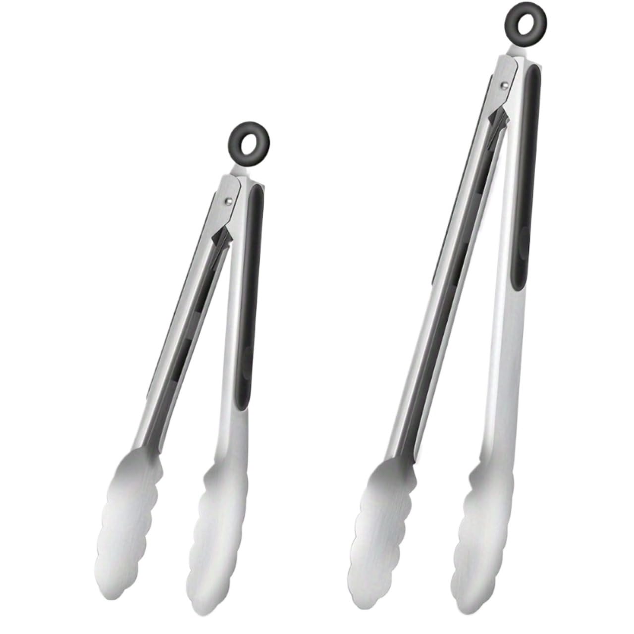 Pince Cuisine Ensemble de pinces de cuisine en acier inoxydable, poignées en Silicone, conception de verrouillage, poignées antidérapantes, pinces alimentaires, 2 pièces/ensemble
