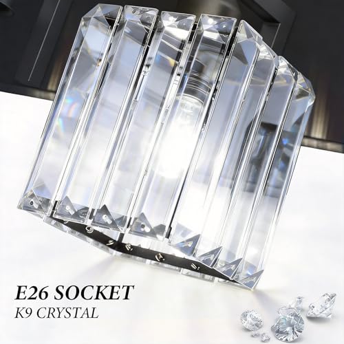 Image of Black Crystal Bathroom Vanity Light, 4-Light Modern Bathroom Lighting Fixtures Over Mirror, Matte Black Wall Sconce Light Fixtures with Square Shade