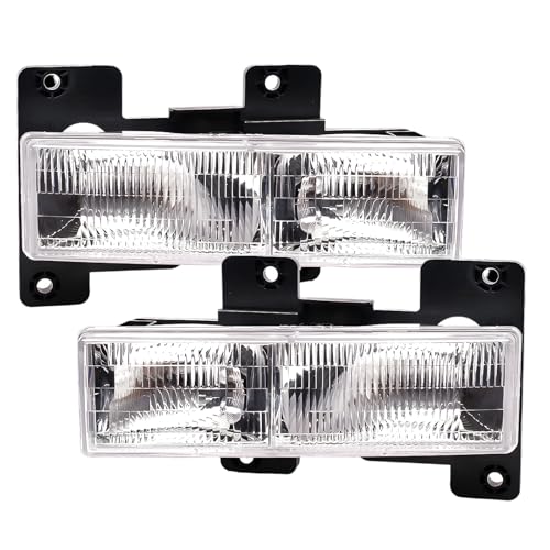 corkiauto 2Pcs Headlights Assembly compatible with 1988-1998 OBS Chevy Silverado GMC Sierra C/K 1500 2500 3500 Suburban Tahoe Yukon Replace #GM2502101 GM2503101