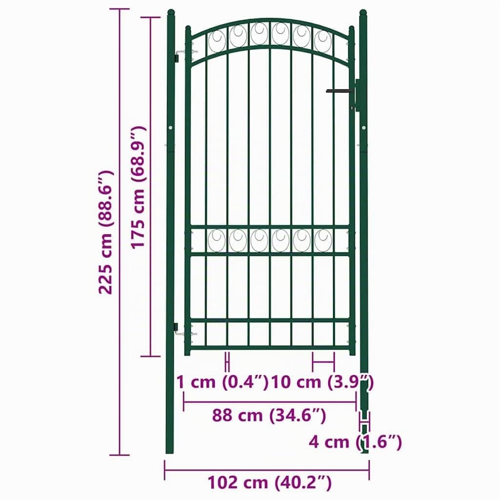 vidaXL EMMEN - Cancello per recinzione, in acciaio, 100 x 123,5 cm, colore: Verde