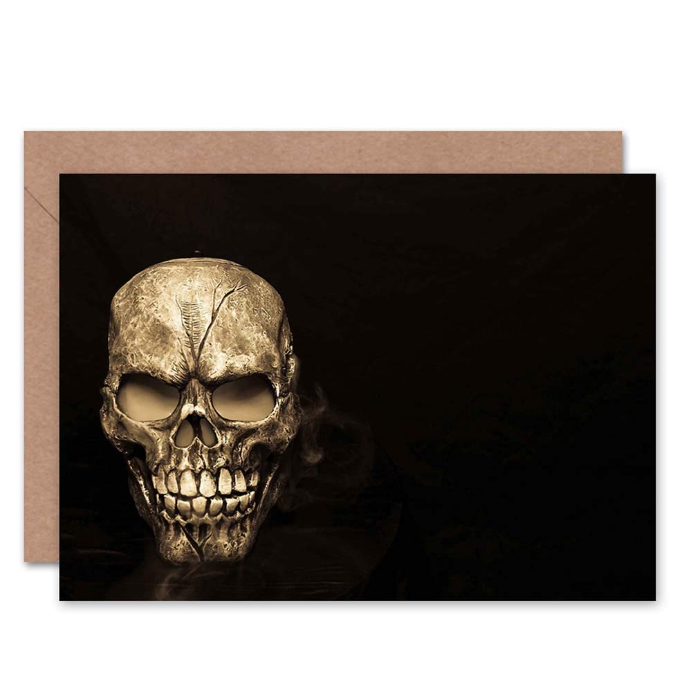 Wee Blue Coo Yellow|Brown|Black Card Greeting Creepy Gothic Smoky Skull Face Weird Gift