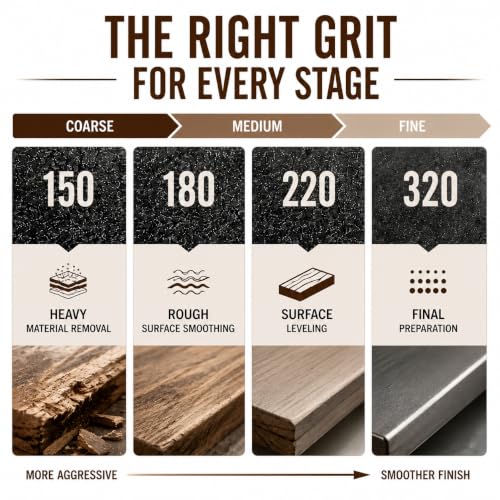 Image of APPLES (150,180,220,320) Grit Silicon Carbide Sandpaper, Electro Coated Latex Waterproof Abrasive Paper for Wet & Dry Sanding, Auto, Wood & Metal Polishing (Pack Of 4)