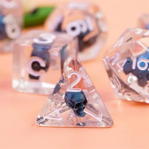 Epic Forge Set mit 7 Würfeln, Kunstharz, Einsatzsortiment, in Box, Blauer Totenkopf