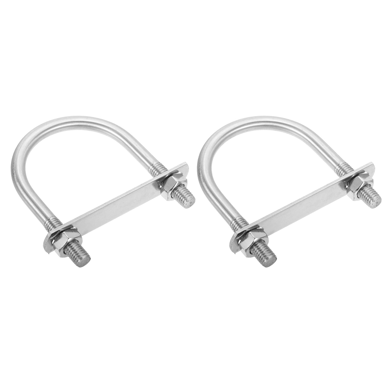 sourcing map M12 Round U-Bolts, 2 Sets 89mm(3.5 Inner Width 135mm(5.31") Length 201 Stainless Steel U-Clamp Bolt with Plates & Nuts for Automobile, Trailer, Boat Trail, Silver