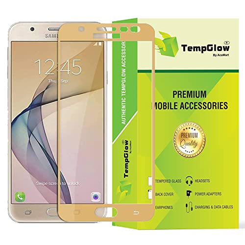 Image of Screen Protector for Samsung Galaxy J7 (Gold) Tempered Glass Edge-to-Edge 6D Screen Guard With Installation Kit