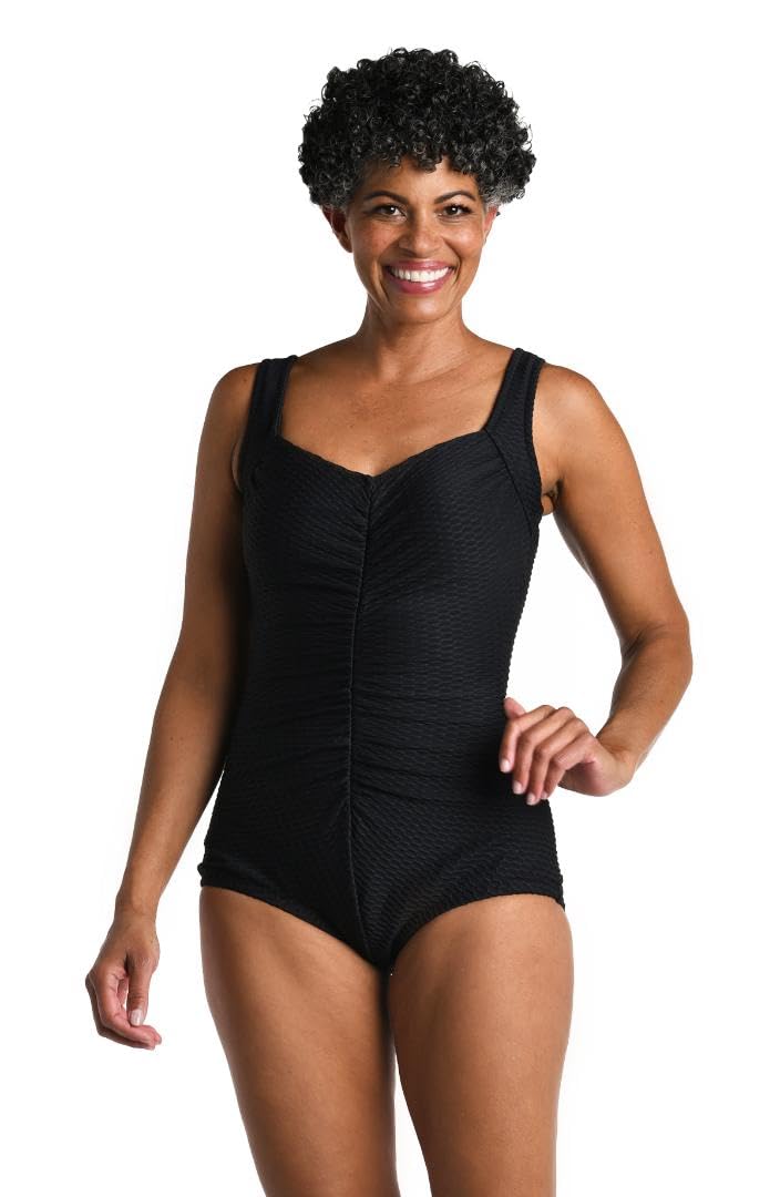 Maxine of HollywoodWomen's Spa Shirred Girl Leg One Piece Swimsuit