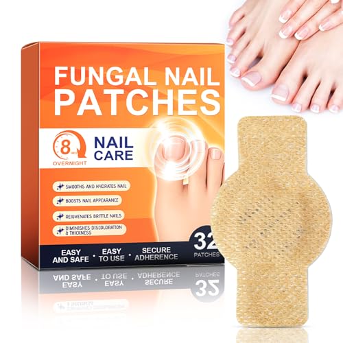 Fungal Nail Patches 8 Hour Extra Strong Repair Pads for Fungus Toenail Fungal Nail Treatment Patches Improve the Appearance of Unhealthy Toenails & Fingernails Gentle & Safe (32 Pieces)
