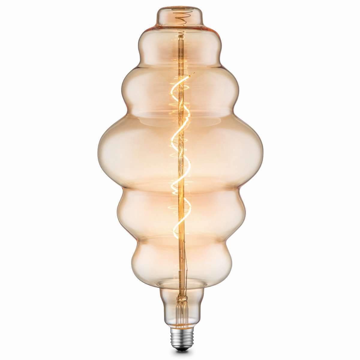 LUZ LED METAL PLATA, 1XE27 LED Bombillas LED - metal plateado - vidrio ámbar
