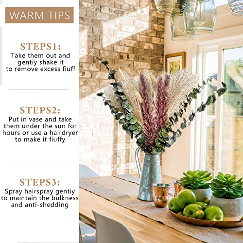 50 PCS Pampas Grass Dried Nature Dryflowers DIY Dry Flowers Bouquet,Pampas Grass Bouquet Reed Flower Decor Ideal for Boho Living Room Bedroom and Vases - Image 3