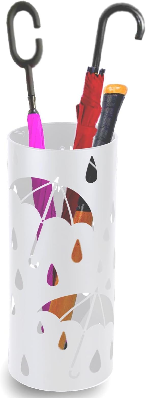 BEWBBAT Umbrella Stand Rack for Entryway, Freestanding Round Metal Umbrella Holder, Rain Collection Umbrella Organizer Bin for for Can Walking Stick, Home Office Decor, Hold 4-5 Umbrellas
