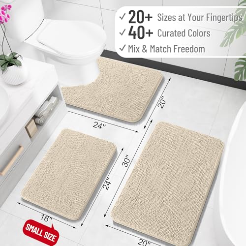Image of OLANLY Large Bathroom Rugs 40x24, Extra Soft Absorbent Chenille Bath Rugs, Rubber Backing Quick Dry, Machine Washable Bath Mats for Bathroom Floor, Tub and Shower, Home Decor Accessories, Sand